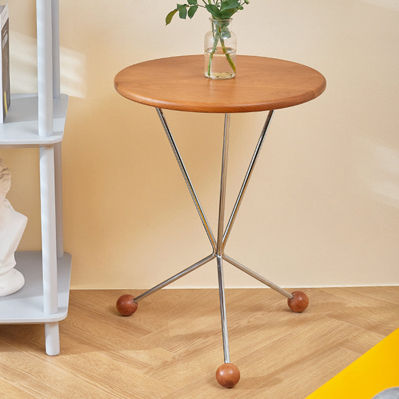 Scandinavian Solid Wood Round End Table Cross Legs Side Table