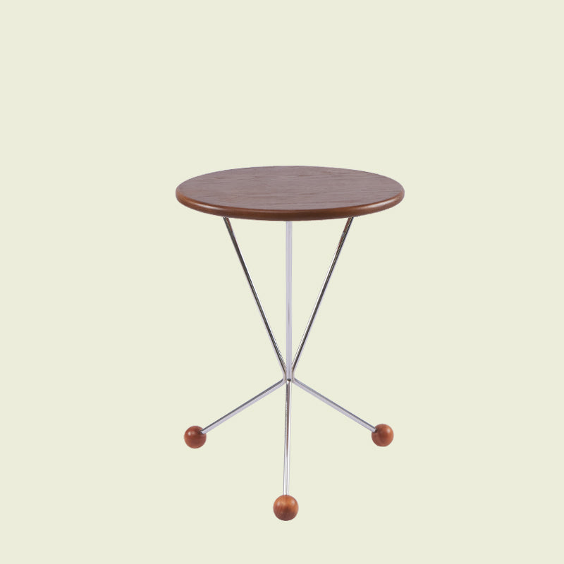 Scandinavian Solid Wood Round End Table Cross Legs Side Table