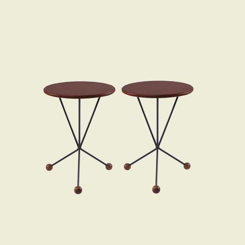 Scandinavian Solid Wood Round End Table Cross Legs Side Table