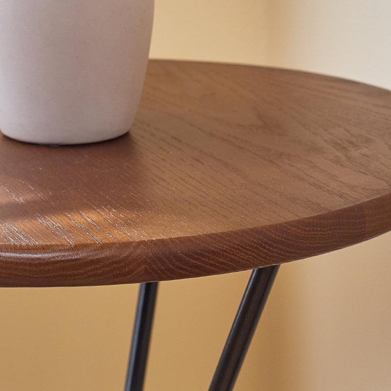 Scandinavian Solid Wood Round End Table Cross Legs Side Table