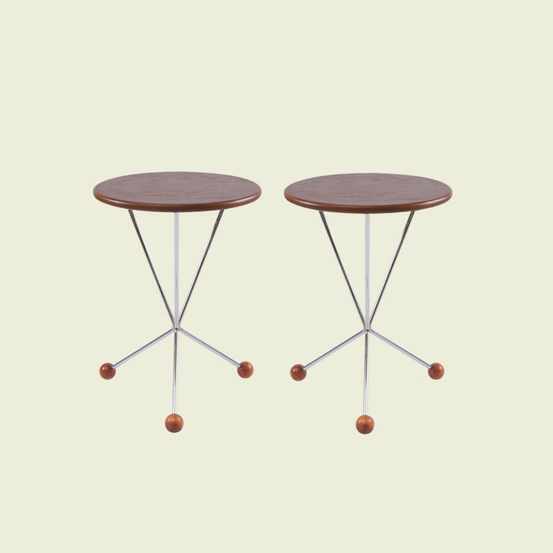 Scandinavian Solid Wood Round End Table Cross Legs Side Table