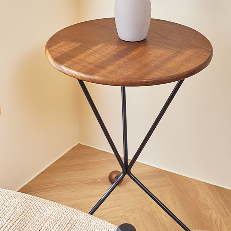 Scandinavian Solid Wood Round End Table Cross Legs Side Table