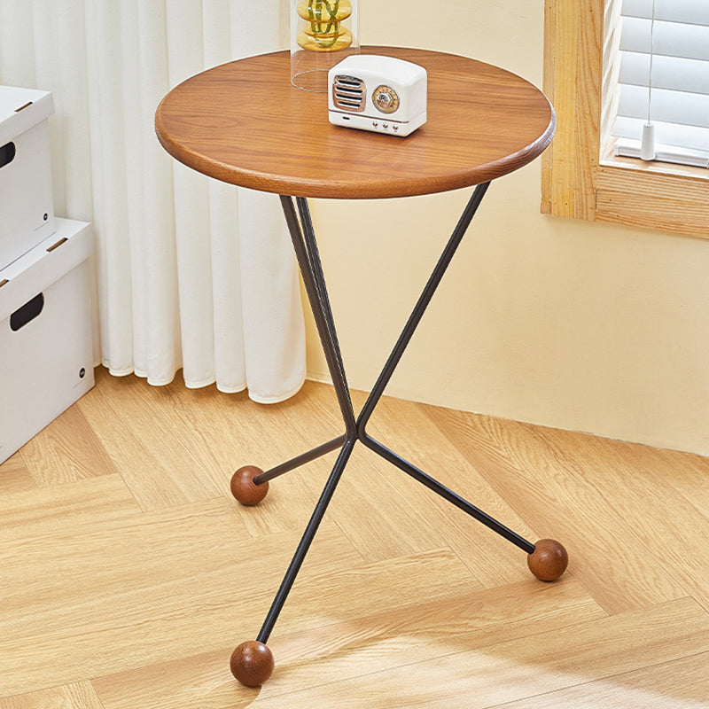 Scandinavian Solid Wood Round End Table Cross Legs Side Table