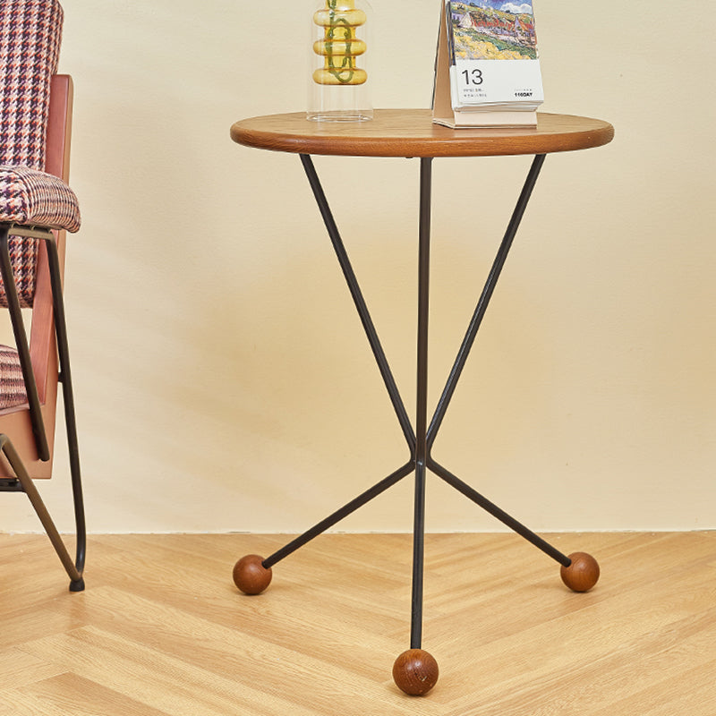 Scandinavian Solid Wood Round End Table Cross Legs Side Table