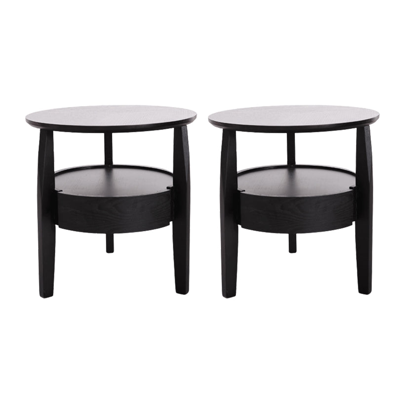 Modernistic Living Room Round 1-Drawer 3 Legs Solid Wood End Table