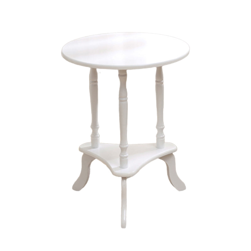 Traditional Living Room Double Tier Round with Shelf 3 Legs End Table