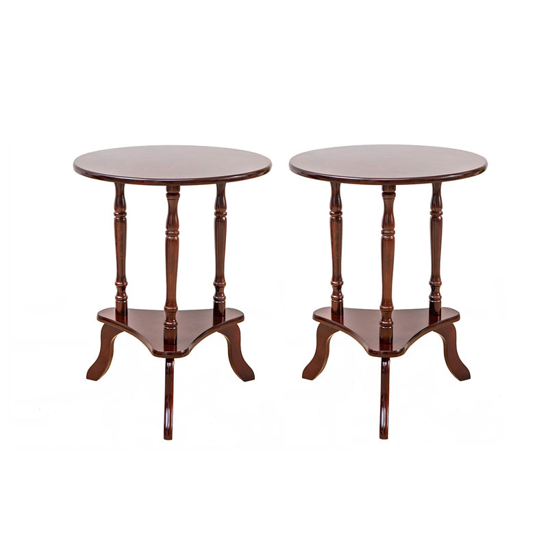 Traditional Living Room Double Tier Round with Shelf 3 Legs End Table