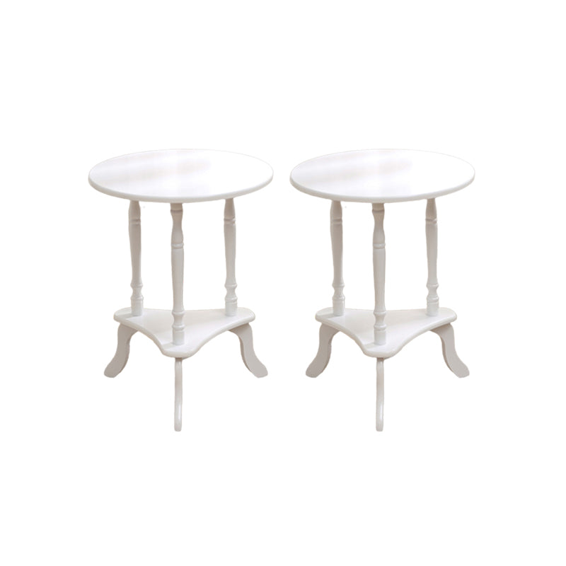 Traditional Living Room Double Tier Round with Shelf 3 Legs End Table