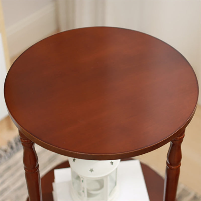 Traditional Living Room Double Tier Round with Shelf 3 Legs End Table