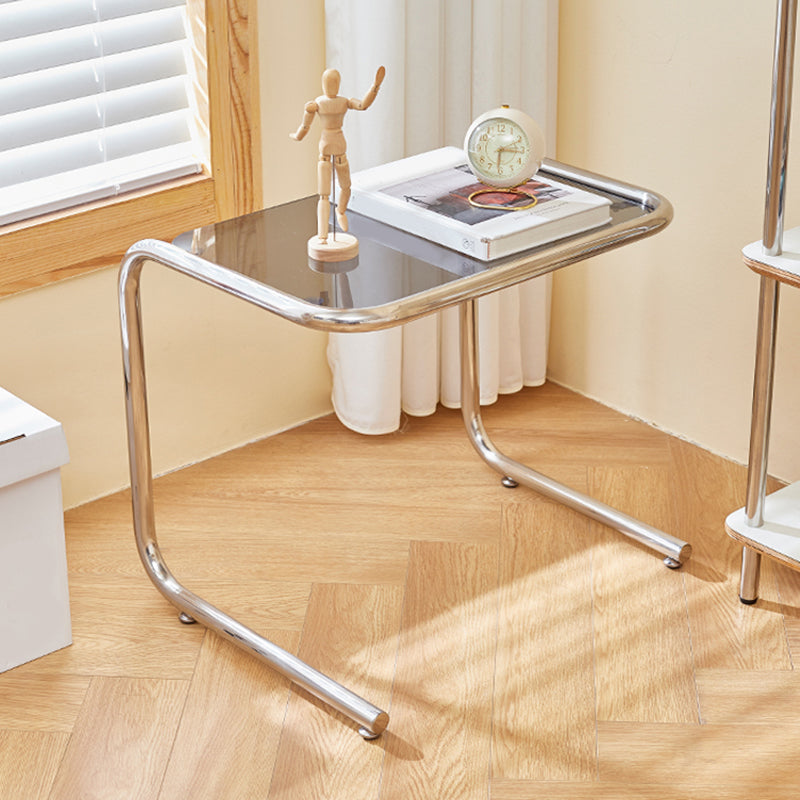 Modernistic Metal C Side Table Glass Top Side End Table for Living Room