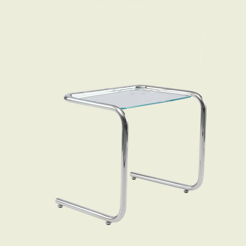Modernistic Metal C Side Table Glass Top Side End Table for Living Room