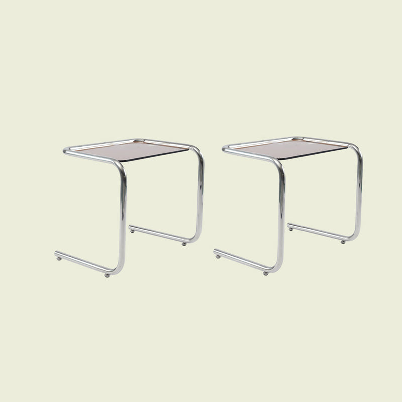 Modernistic Metal C Side Table Glass Top Side End Table for Living Room