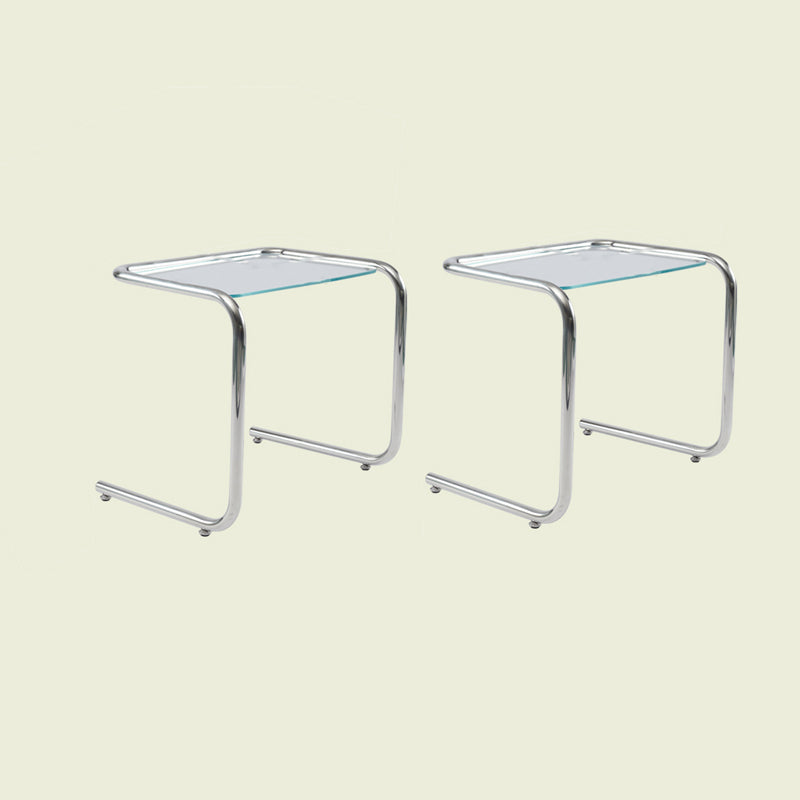 Modernistic Metal C Side Table Glass Top Side End Table for Living Room