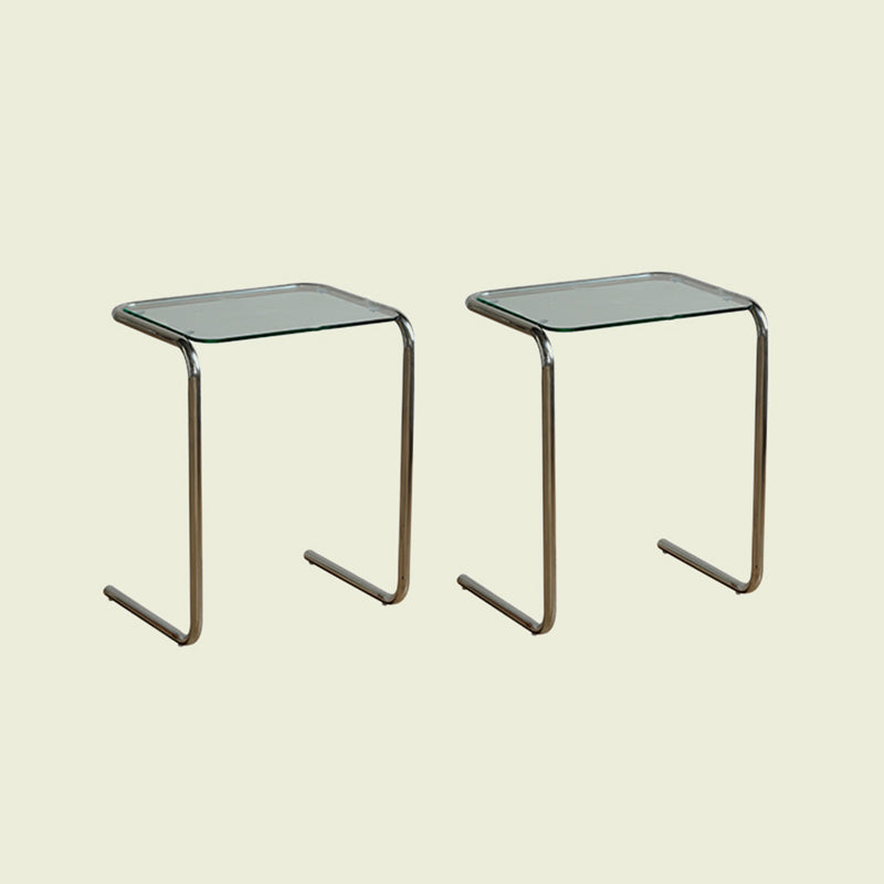 Modernistic Metal C Side Table Glass Top Side End Table for Living Room