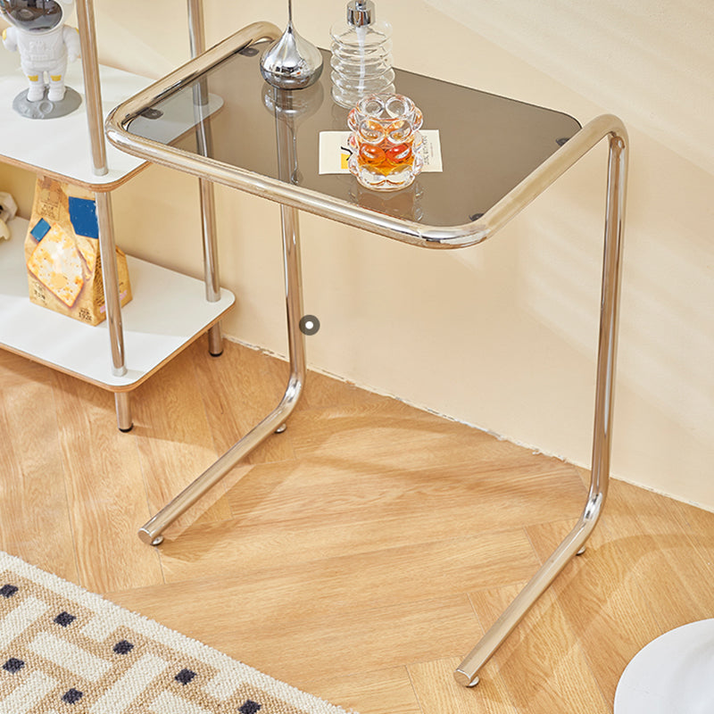 Modernistic Metal C Side Table Glass Top Side End Table for Living Room