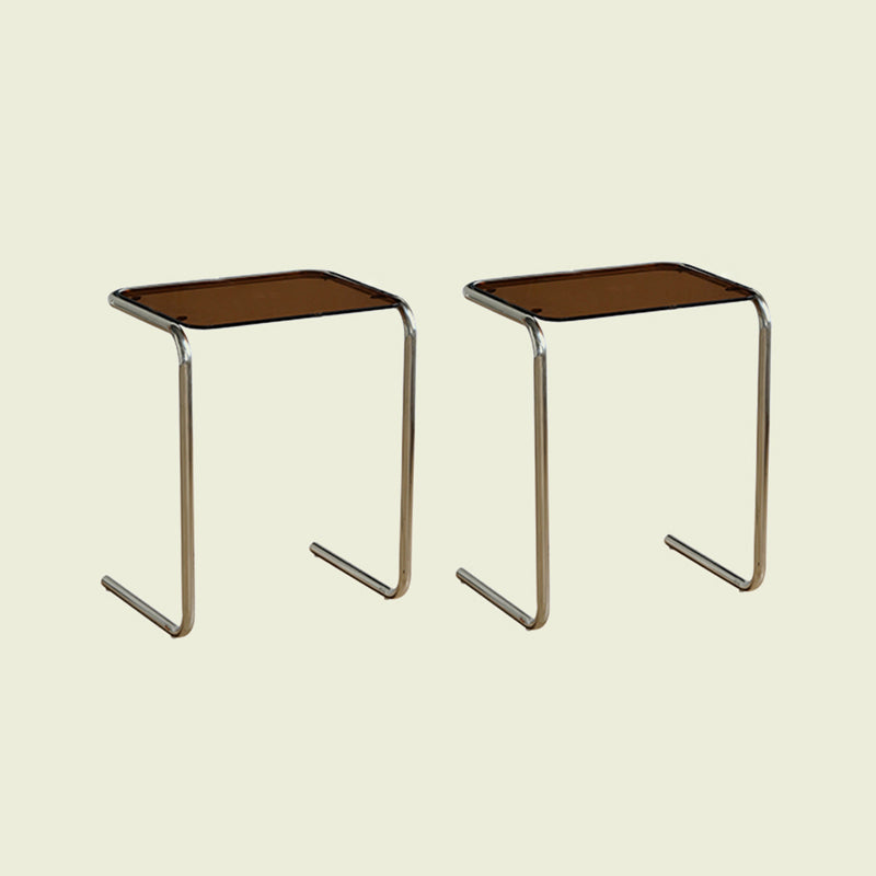 Modernistic Metal C Side Table Glass Top Side End Table for Living Room