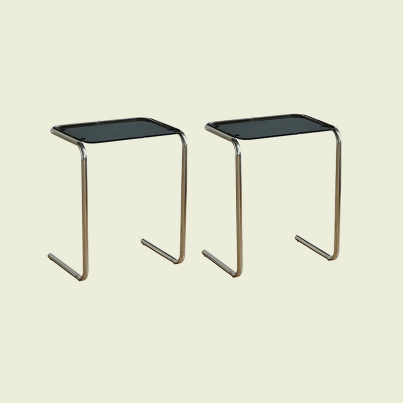 Modernistic Metal C Side Table Glass Top Side End Table for Living Room