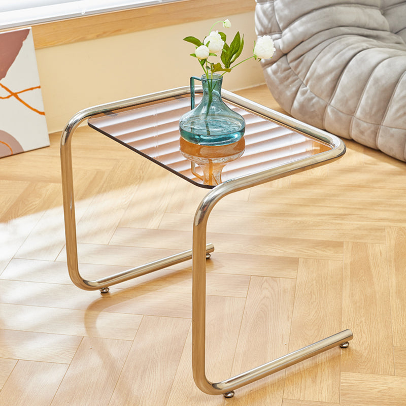 Modernistic Metal C Side Table Glass Top Side End Table for Living Room