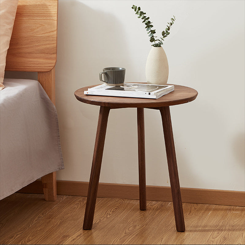 Contemporary End Table Solid Wood Brown Living Room Side Table
