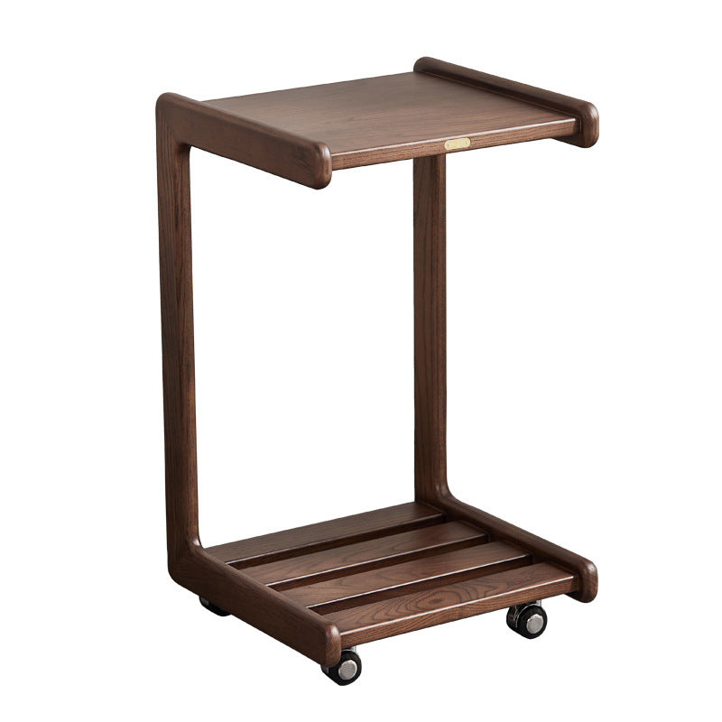 Contemporary End Table Solid Wood Brown Living Room Side Table