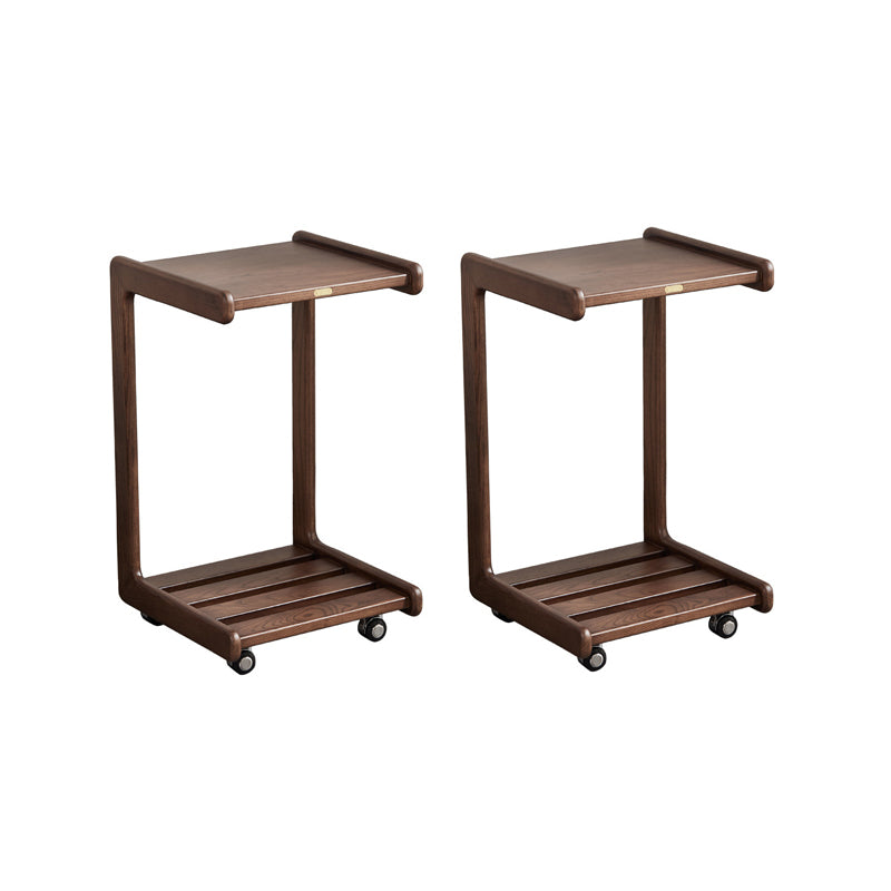 Contemporary End Table Solid Wood Brown Living Room Side Table