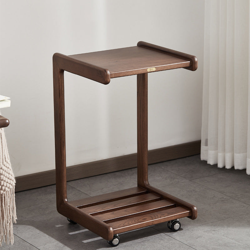 Contemporary End Table Solid Wood Brown Living Room Side Table