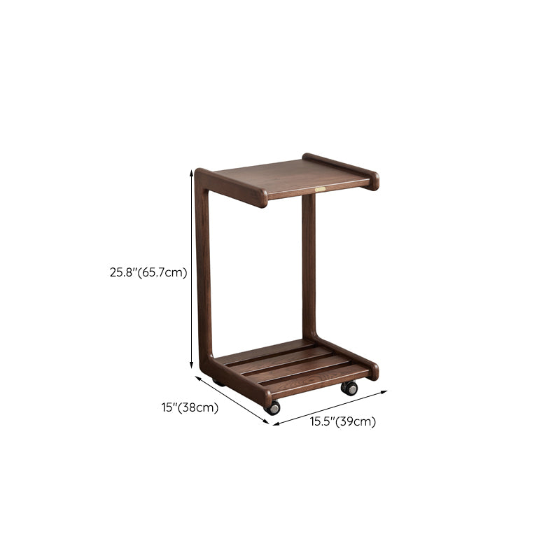 Contemporary End Table Solid Wood Brown Living Room Side Table
