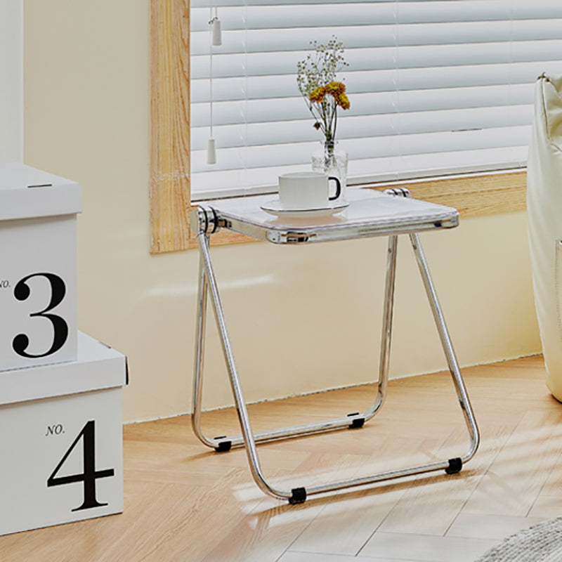 Contemporary Metal X-base End Slide Table Rectangular Side Table