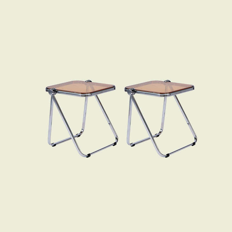 Contemporary Metal X-base End Slide Table Rectangular Side Table