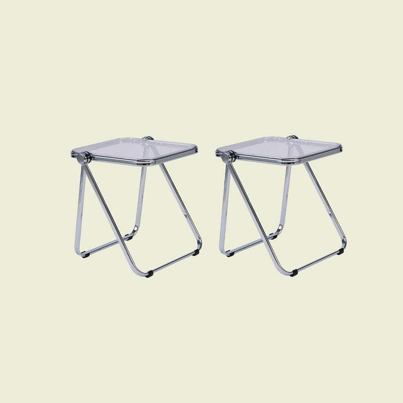 Contemporary Metal X-base End Slide Table Rectangular Side Table