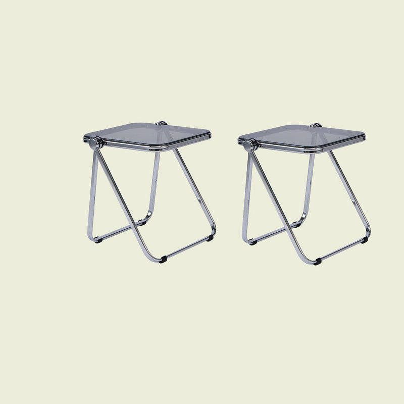 Contemporary Metal X-base End Slide Table Rectangular Side Table