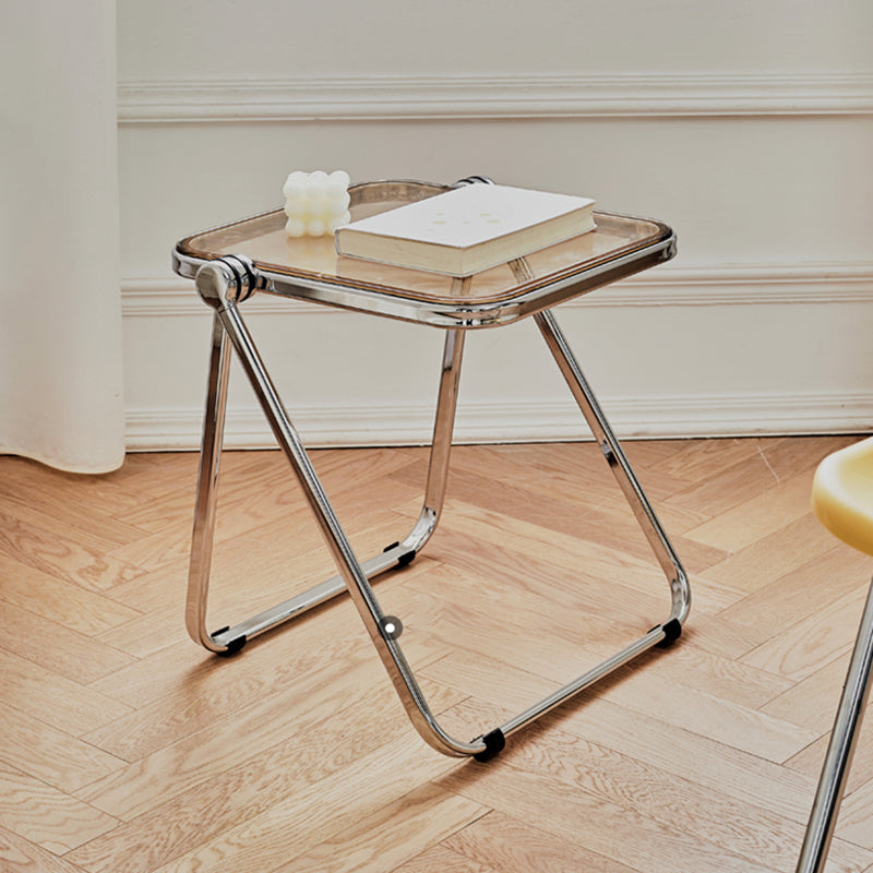 Contemporary Metal X-base End Slide Table Rectangular Side Table