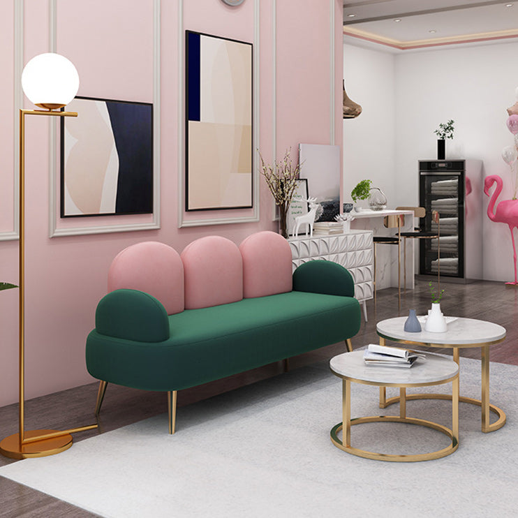 Contemporary Green Sofa with Square Arm and Tight Back for Apartment