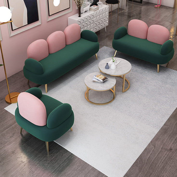 Contemporary Green Sofa with Square Arm and Tight Back for Apartment