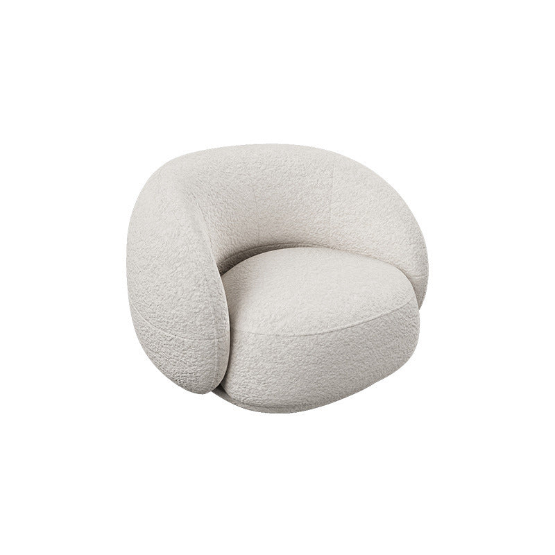 Contemporary White Wool Slope Arm Curved Sofa for Living Room
