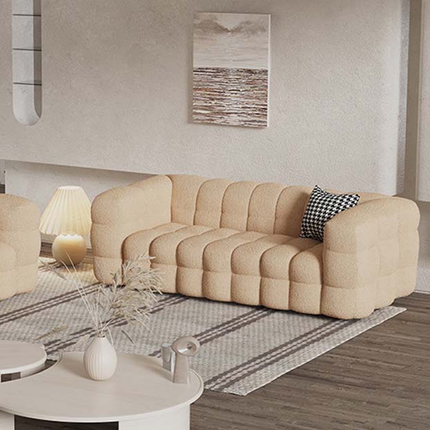 Brone Contemporary Wool Sofa with Biscuit Back and Tuxedo Arm