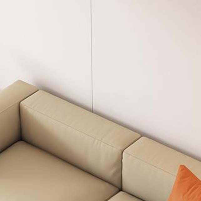 Tuxedo Arm Sofa Contemporary Faux Leather Cushions Settee in Light Brone
