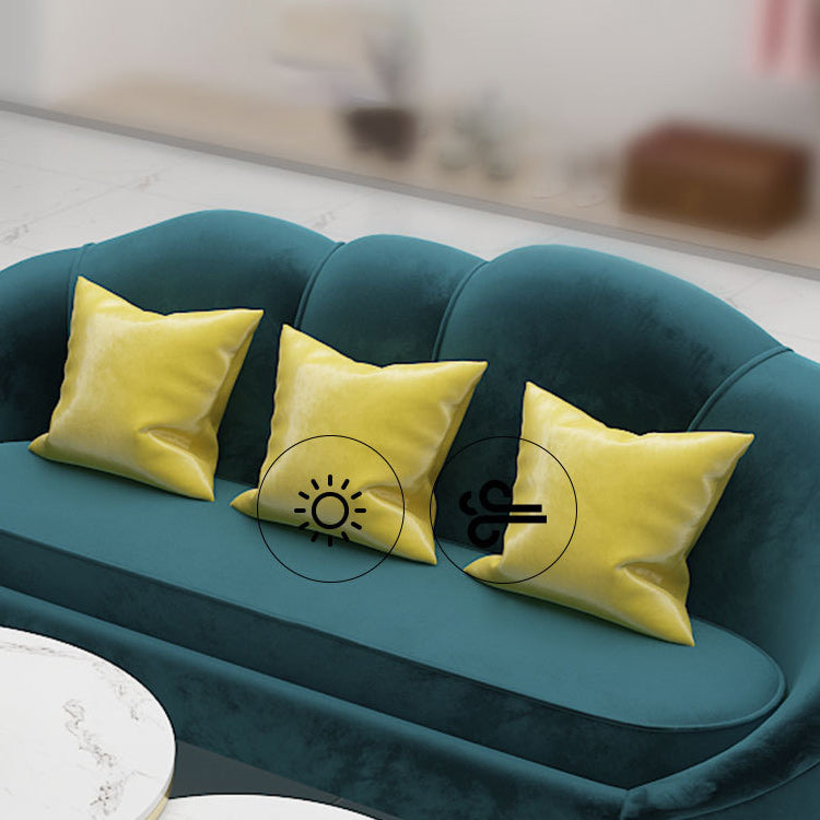 Contemporary Velvet Sofa with Sloped Arm and Tight Back for Apartment