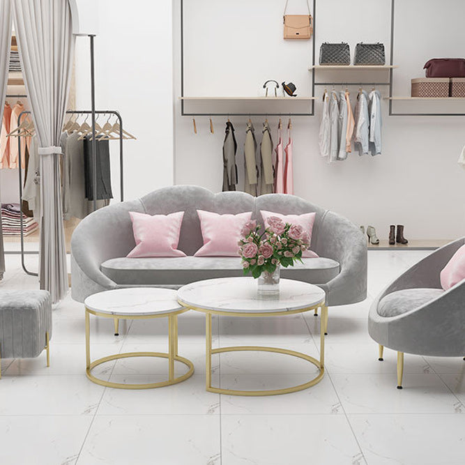 Contemporary Velvet Sofa with Sloped Arm and Tight Back for Apartment
