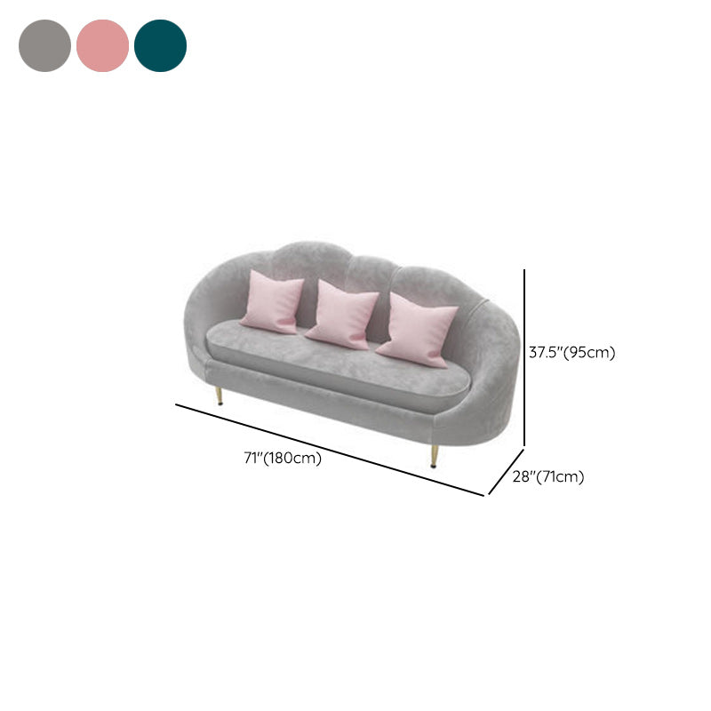 Contemporary Velvet Sofa with Sloped Arm and Tight Back for Apartment