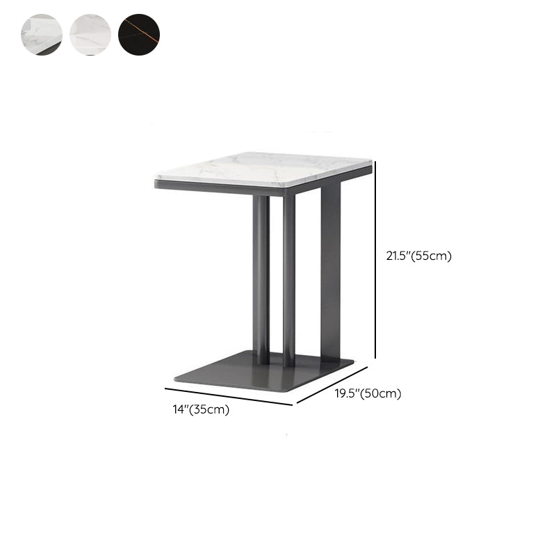 Contemporary Metal C Side Table Slate Top Rectangular Side Table