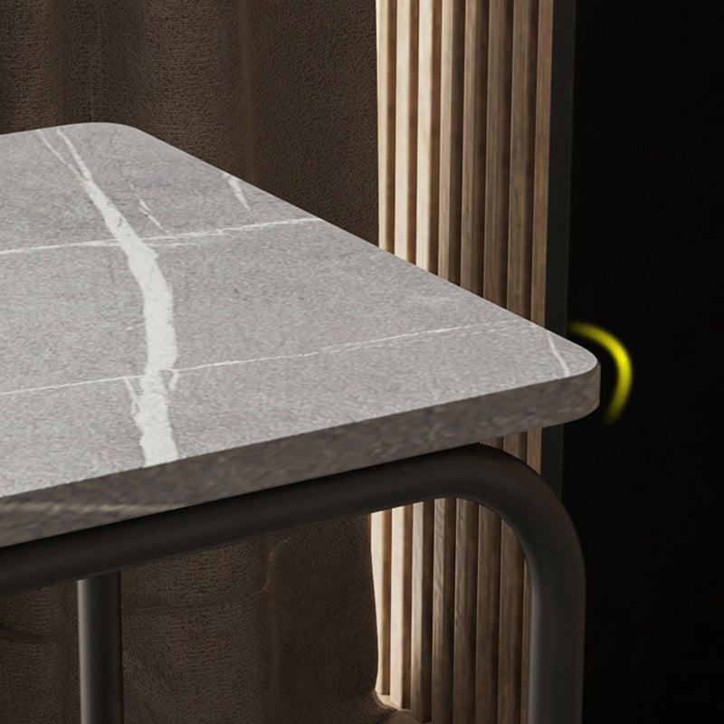 Contemporary Rectangular Side Table Slate Top Sled End Table