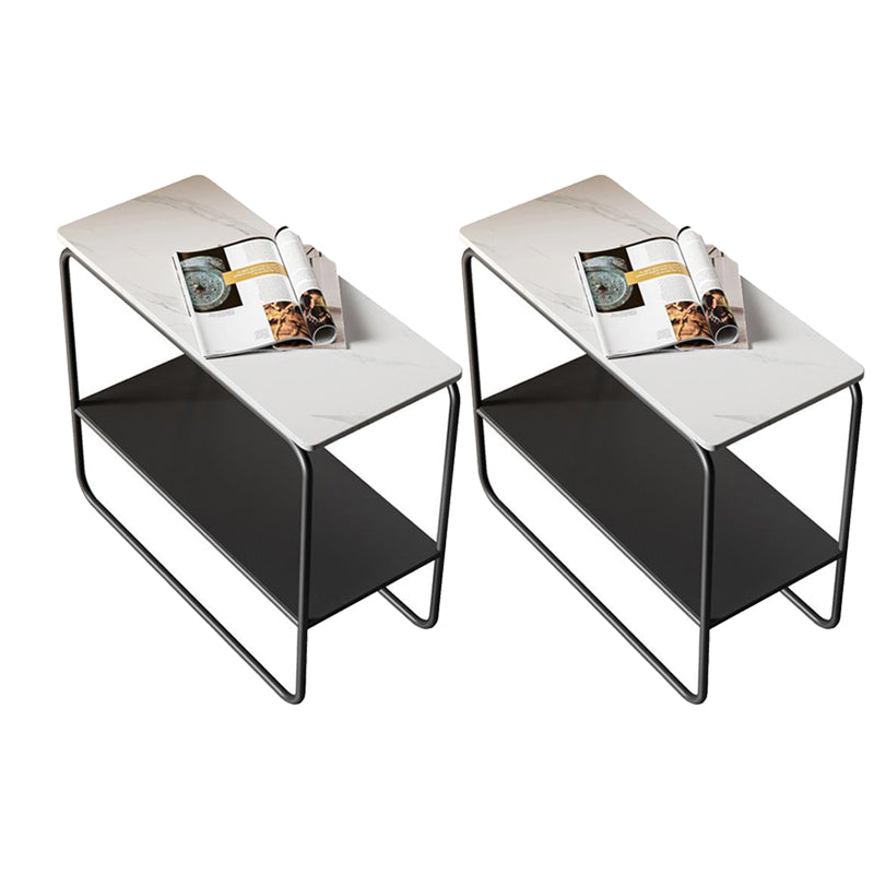 Contemporary Rectangular Side Table Slate Top Sled End Table