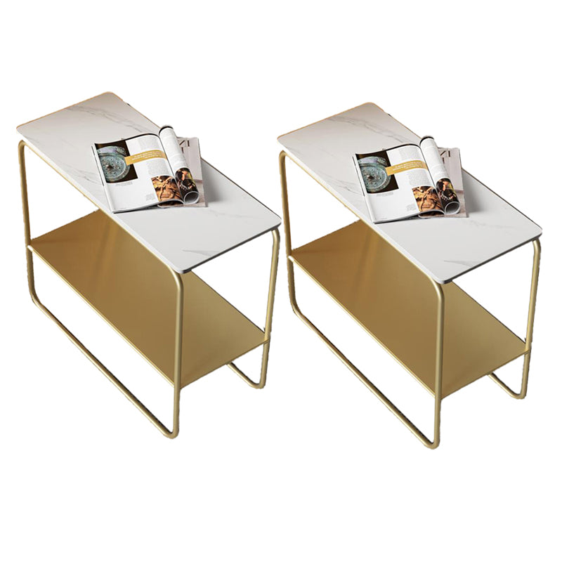 Contemporary Rectangular Side Table Slate Top Sled End Table