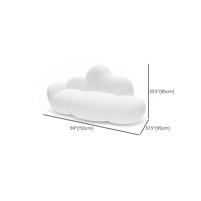 Contemporary White Wool Sofa with Tight Back for Living Room