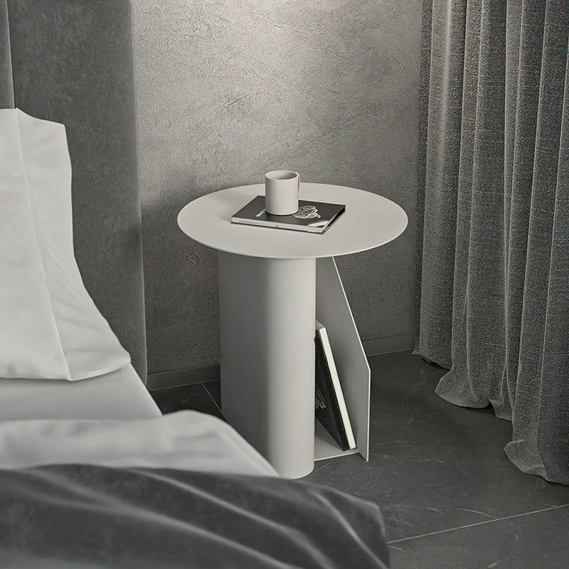 18.5" Tall Pedestal End Table Mid-Century Metal Round Side End Table