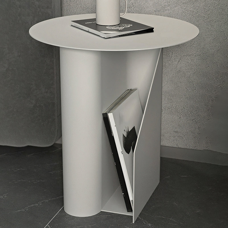 18.5" Tall Pedestal End Table Mid-Century Metal Round Side End Table