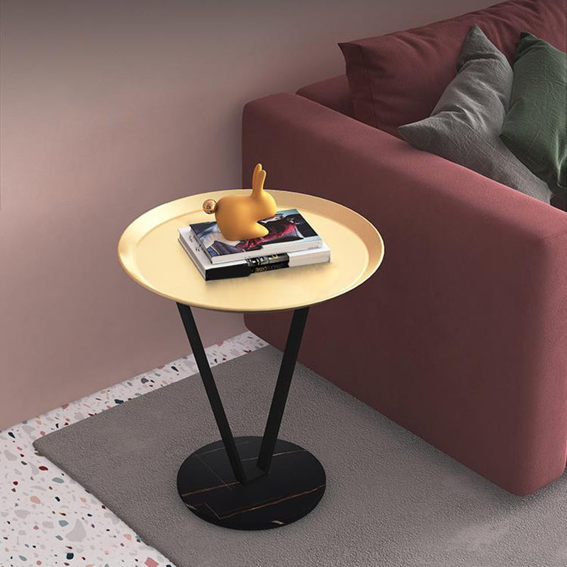 23.6" Tall Modernistic Round Side End Table Metal X-base End Table