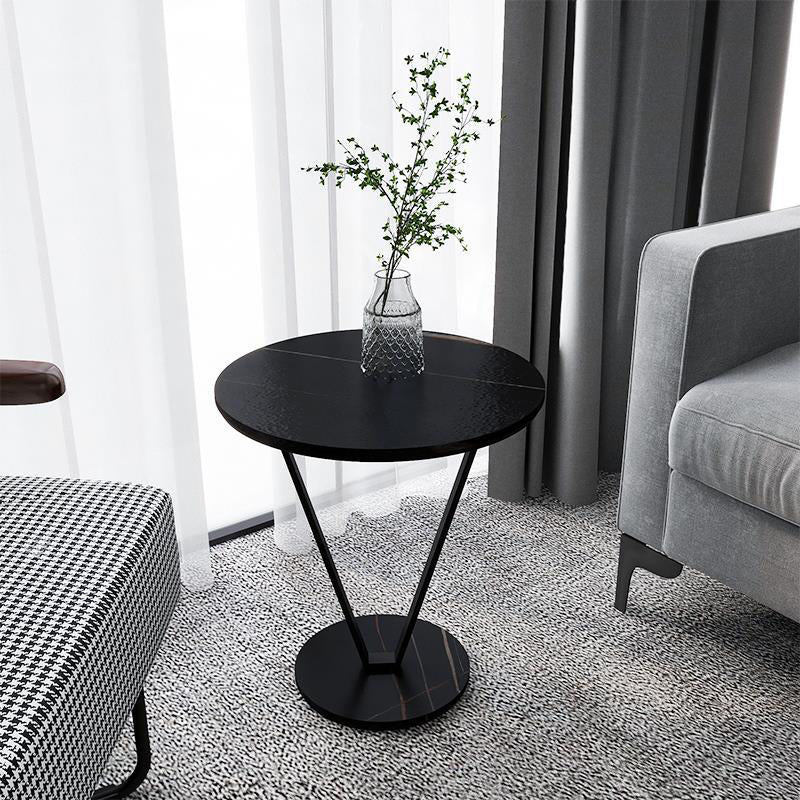 23.6" Tall Modernistic Round Side End Table Metal X-base End Table
