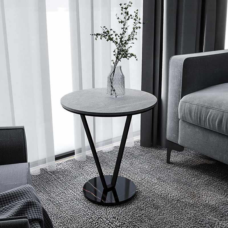 23.6" Tall Modernistic Round Side End Table Metal X-base End Table